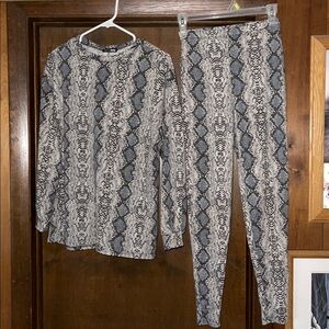 Fashion Nova Snakeskin Print Top and Leggings Set